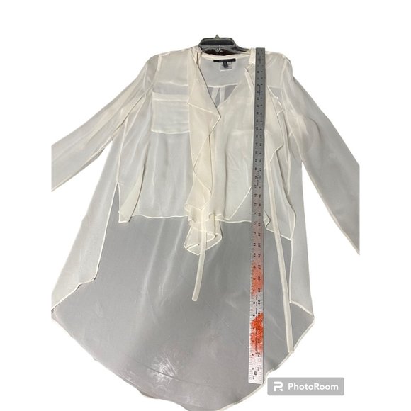 NWOT 100% Silk Hi- Low BCBG Max Azaria oversized  Blouse Off-white size Small - Picture 7 of 9